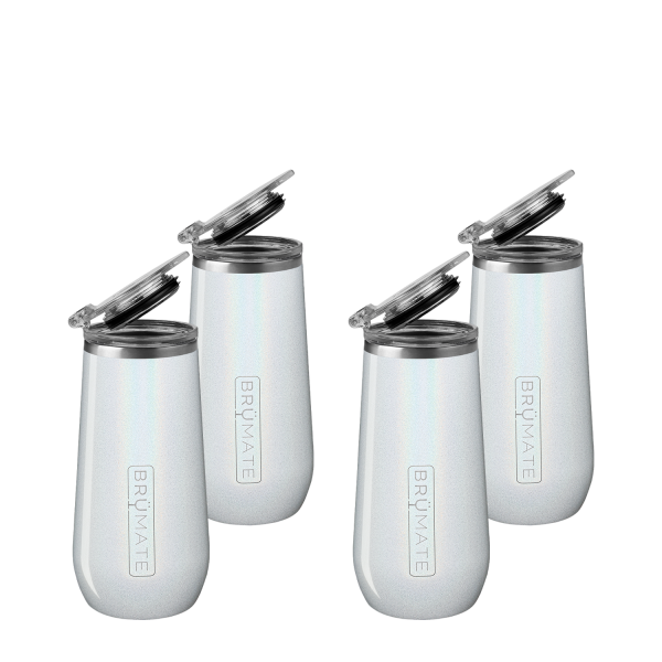 Four-Piece Champagne Flute Set Glitter White | 12ozGlitter White | 12oz